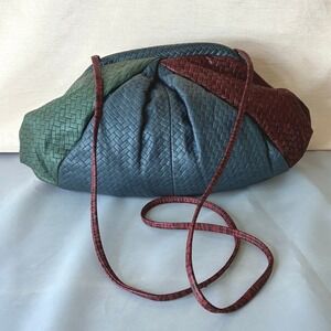 Samir Handbags Rare Vintage Multicolor Purse Woven Crossbody 1980s Leather USA